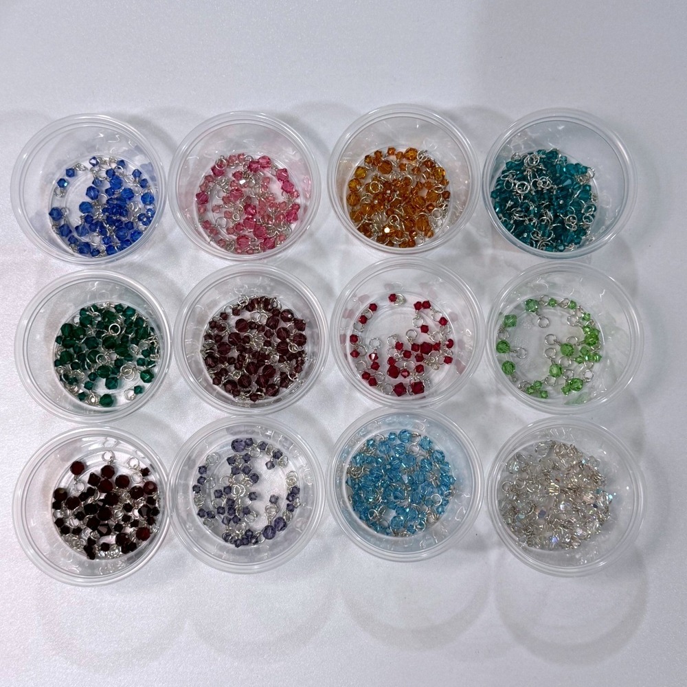 Swarovski Crystal Sterling Silver Handmade Birthstone Charms Lot 600+ Pieces J53